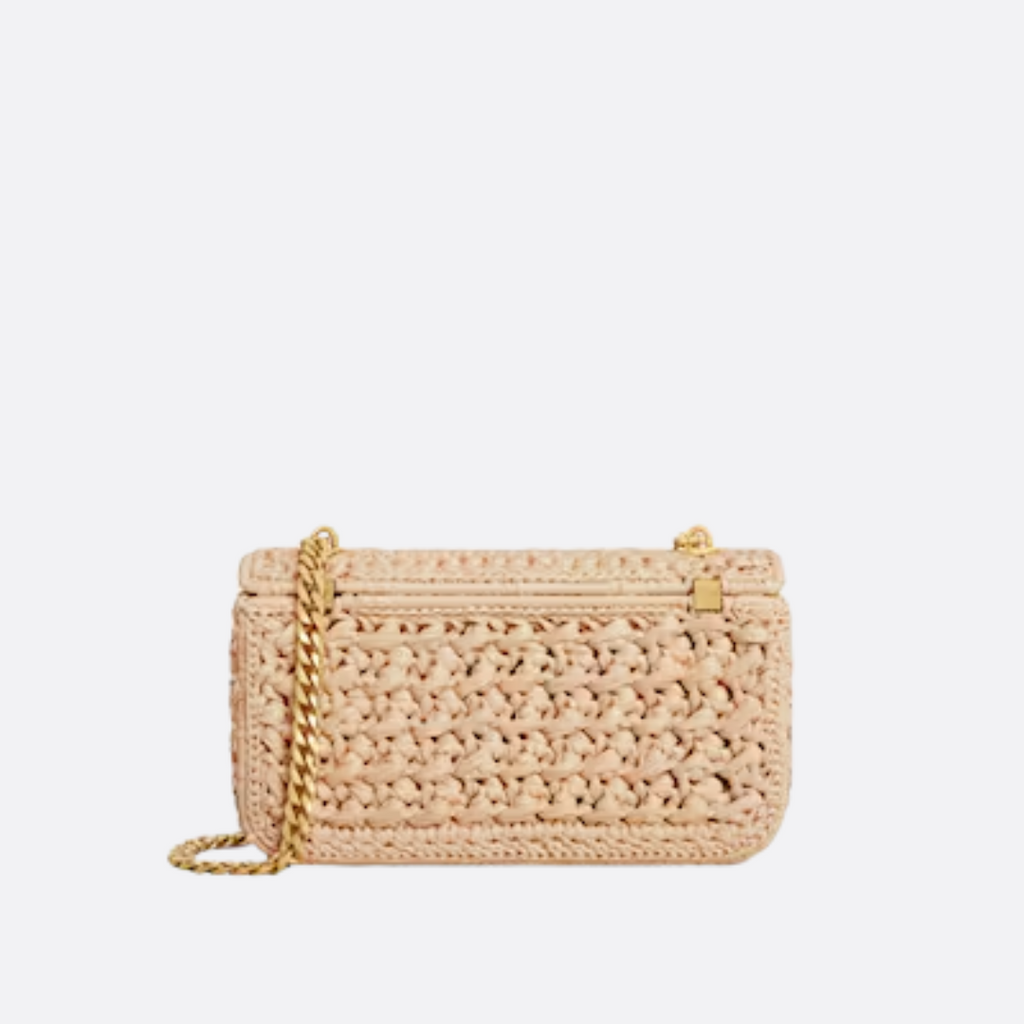 CLAUDE CHAIN SHOULDER BAG IN RAFFIA WITH FABRIC EFFECT